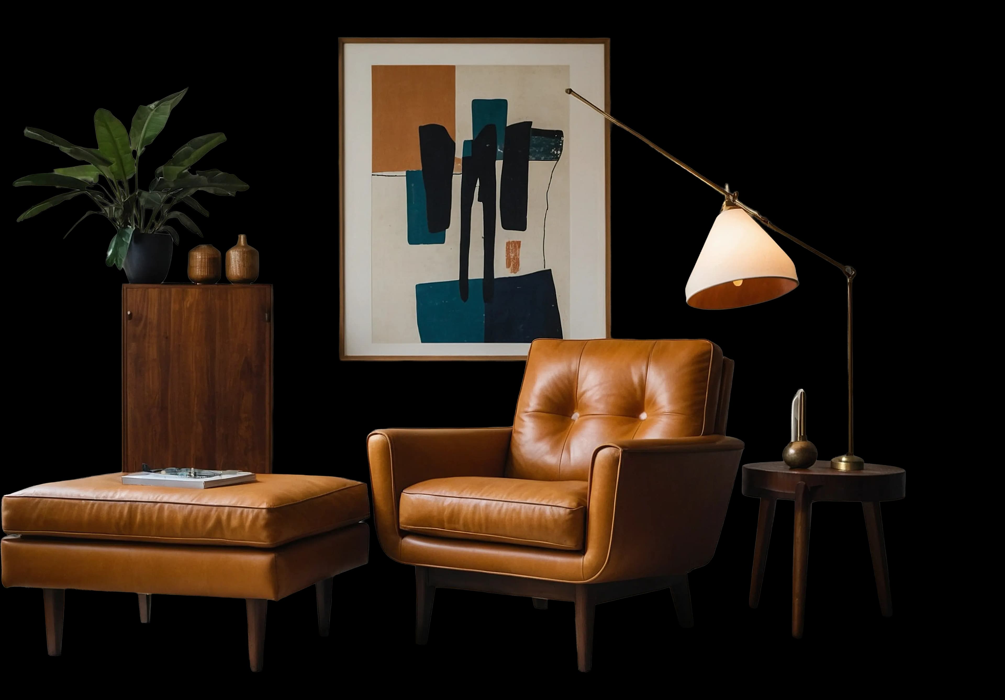a vintage chair and foot rest